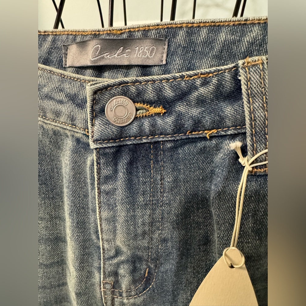 New Cali 1850 star patched low rise baggy blue jeans Sz 11 denim 30 tinted wash - Picture 7 of 16